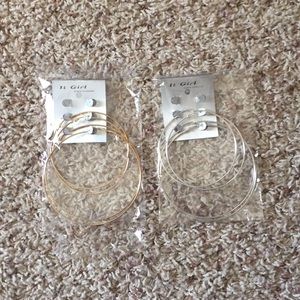 4 Pairs of Gold and Silver Hoop Earrings